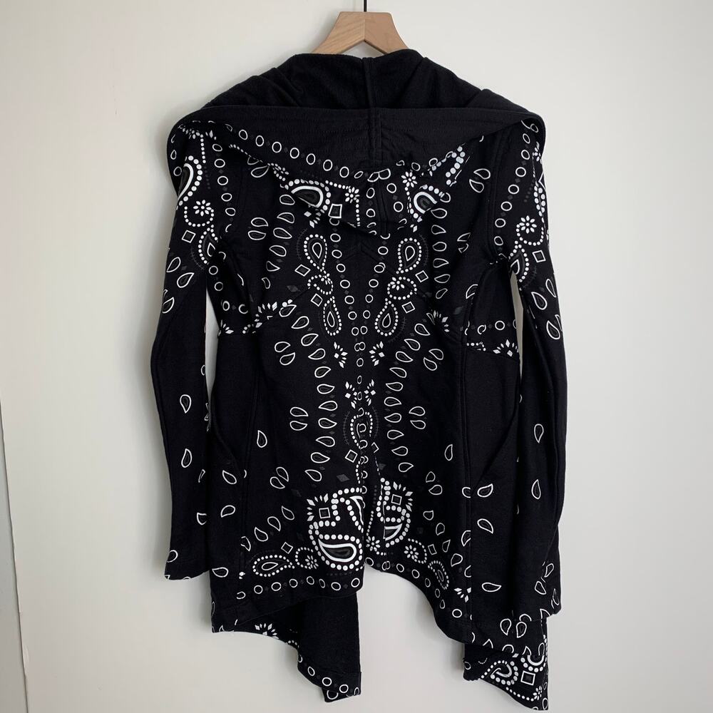 Jonny Cota Draped Hoodie in Black Bandana Open Front Women’s Small - Picture 4 of 14